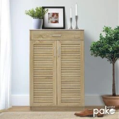 Παπουτσοθήκη-ντουλάπι SANTE Pakoworld 20 ζεύγων χρώμα Sonoma 80x37x123εκ