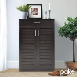 Παπουτσοθήκη-ντουλάπι SANTE Pakoworld 20 ζεύγων χρώμα Wenge 80x37x123εκ