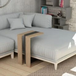 Βοηθητικό τραπέζι Muju Pakoworld σε χρώμα φυσικό – ανθρακί 40x30x57εκ