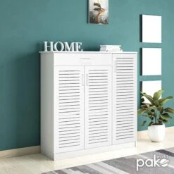 Παπουτσοθήκη-ντουλάπι SANTE Pakoworld 30 ζεύγων χρώμα λευκό 120x37x123εκ