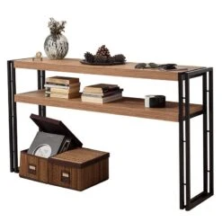 Κονσόλα PWF-0241 Pakoworld χρώμα πεύκου-μαύρο 140x35x80εκ