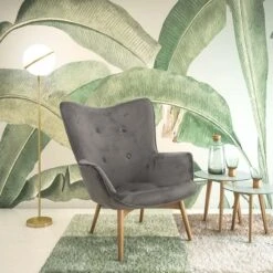 Πολυθρόνα Kido Pakoworld βελούδο χρώμα ασημί-γκρι