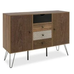 Μπουφές Boho Pakoworld με τέσσερα συρτάρια καρυδί μεταλλικά πόδια 122x39,5x86εκ