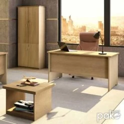 Γραφείο εργασίας επαγγελματικό Amazon Pakoworld χρώμα Sonoma 150x75x75εκ