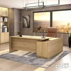 Γραφείο εργασίας επαγγελματικό Amazon Pakoworld αριστερή γωνία χρώμα Sonoma 180x160x76εκ