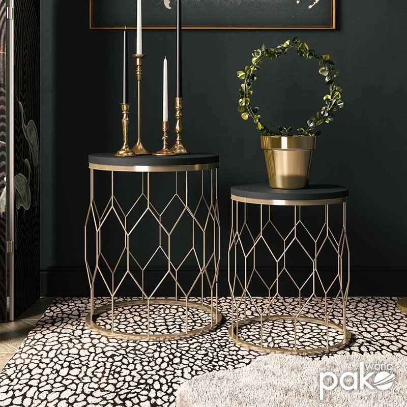 Βοηθητικά τραπέζια σαλονιού Zion II Pakoworld σετ 2 τεμ χρυσό-μαύρο 1 Βοηθητικά τραπέζια σαλονιού Zion II Pakoworld σετ 2 τεμ χρυσό-μαύρο