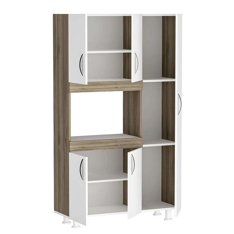 Ντουλάπα κουζίνας Defne Pakoworld χρώμα λευκό-καρυδί89x37.5x160εκ 4 Ντουλάπα κουζίνας Defne Pakoworld χρώμα λευκό-καρυδί89x37.5x160εκ - Image 4