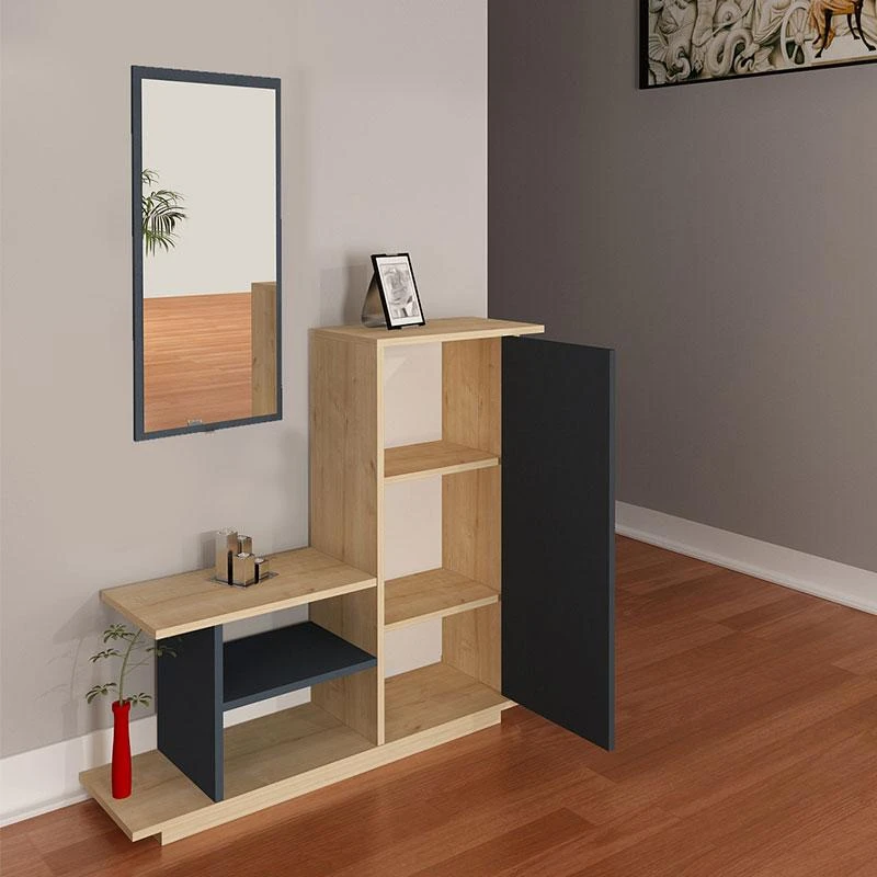 Έπιπλο εισόδου με καθρέπτη Ceel Pakoworld χρώμα φυσικό-ανθρακί80x29.5x90εκ 4 Έπιπλο εισόδου με καθρέπτη Ceel Pakoworld χρώμα φυσικό-ανθρακί80x29.5x90εκ - Image 4