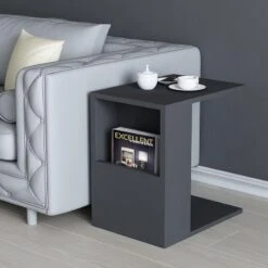 Βοηθητικό τραπέζι σαλονιού Zane Pakoworld χρώμα ανθρακί 40x30x50εκ
