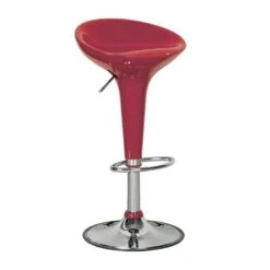 DISCO Σκαμπό BAR, Βάση 44x40x71/92εκ Χρώμιο, ABS Κόκκινο, Ύψος Ρυθμιζόμενο, Περιστρεφόμενο