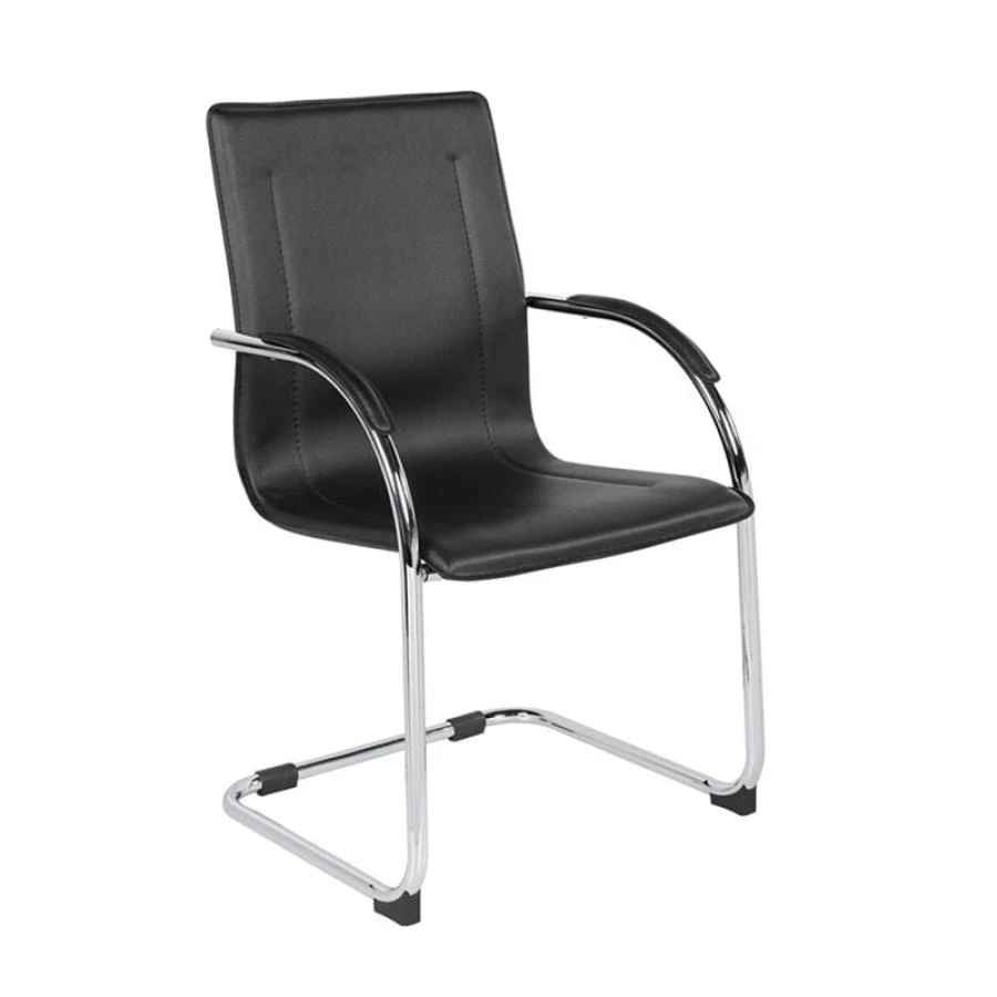OMIKRON Πολυθρόνα Γραφείου Επισκέπτη, 58x63x94εκ Μέταλλο Χρώμιο PVC Μαύρο 1 OMIKRON Πολυθρόνα Γραφείου Επισκέπτη, 58x63x94εκ Μέταλλο Χρώμιο PVC Μαύρο