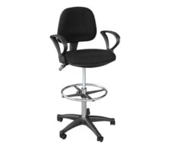 BF501 Σκαμπό Reception - Ταμείου με Πλάτη και Μπράτσα, 62x60x100/122εκ Ύφασμα Μαύρο