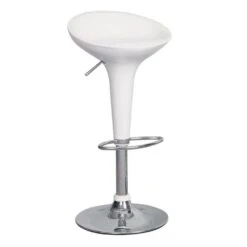 DISCO Σκαμπό BAR, Βάση 44x40x71/92εκ Χρώμιο, ABS Άσπρο,Ρυθμιζόμενο Ύψος Περιστρεφόμενο