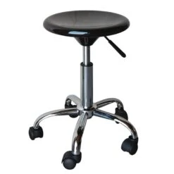 GLORY Σκαμπό, Βάση Φ32 H.45/57εκ Χρώμιο, ABS Μαύρο, Ρυθμιζόμενο Ύψος, Περιστρεφόμενο, Τροχήλατο