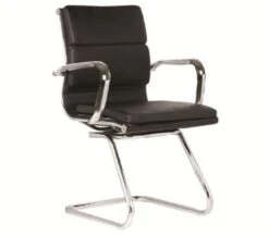 BF4800V Πολυθρόνα Γραφείου Επισκέπτη, 55x63x92εκ Μέταλλο Χρώμιο, PU Μαύρο