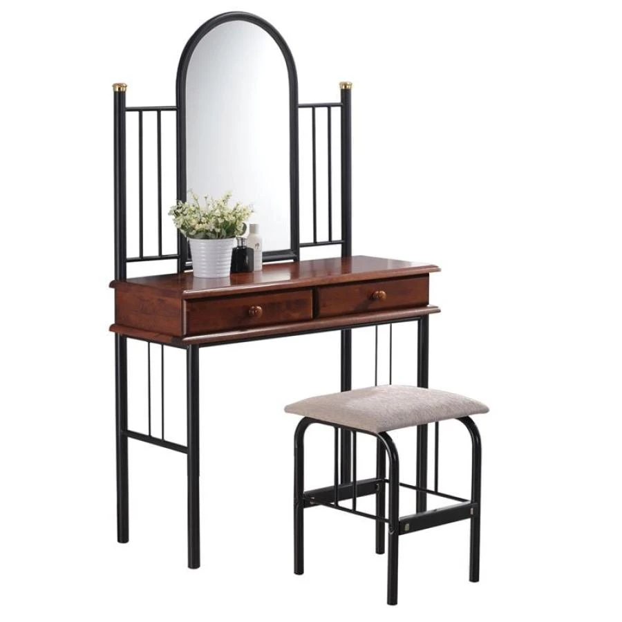 FLORA SET Τουαλέτα με Καθρέπτη + Σκαμπό 2 Συρτάρια, 90x37x148εκ - Stool:40x34x47εκ Μέταλλο Βαφή Μαύρο, Ξύλο Καρυδί 1 FLORA SET Τουαλέτα με Καθρέπτη + Σκαμπό 2 Συρτάρια, 90x37x148εκ - Stool:40x34x47εκ Μέταλλο Βαφή Μαύρο, Ξύλο Καρυδί