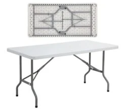 BLOW Τραπέζι Συνεδρίου - Catering Πτυσσόμενο, Μέταλλο Βαφή Γκρι, 152x76x74εκ HDPE Άσπρο