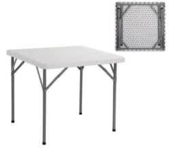 BLOW Τραπέζι Συνεδρίου - Catering Πτυσσόμενο, Μέταλλο Βαφή Γκρι, 86x86x74εκ HDPE Άσπρο