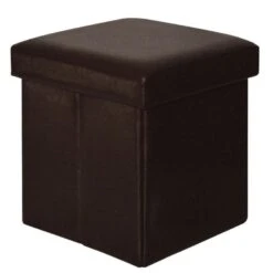 ORION Σκαμπό Αποθηκευτικό - Βοηθητικό, 38x38x38εκ PU Σκούρο Καφέ