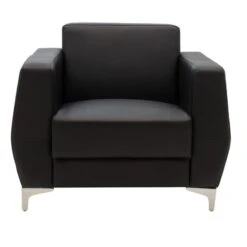 Πολυθρόνα Dermis Pakoworld Inox-τεχνόδερμα μαύρο 88x75x75εκ