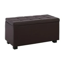 DENISE Σκαμπο με Αποθηκευτικό Χώρο - Ταμπουρέ, 88x43x45εκ PU Σκούρο Καφέ