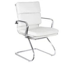 BF4800V Πολυθρόνα Γραφείου Επισκέπτη, 55x63x92εκ Μέταλλο Χρώμιο, PUΆσπρο