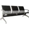 Κάθισμα Αναμονής - Υποδοχής 3 Θέσεων, 181x58x77εκ Μέταλλο Χρώμιο PVC Μαύρο