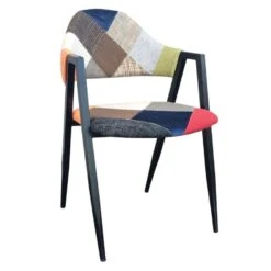 DELTA Πολυθρόνα 50x55x80εκ Μέταλλο Βαφή Μαύρο, Ύφασμα Patchwork
