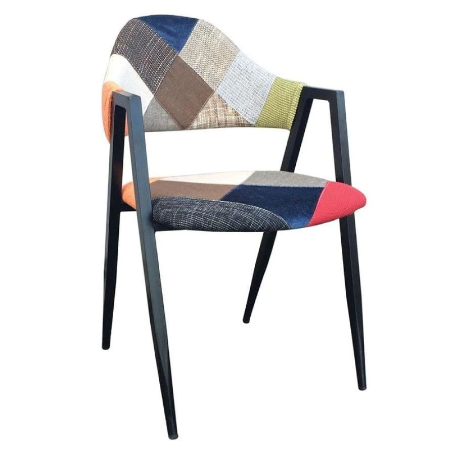 DELTA Πολυθρόνα 50x55x80εκ Μέταλλο Βαφή Μαύρο, Ύφασμα Patchwork 1 DELTA Πολυθρόνα 50x55x80εκ Μέταλλο Βαφή Μαύρο, Ύφασμα Patchwork