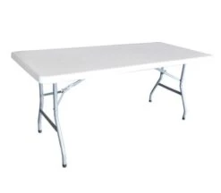 BLOW-R Τραπέζι Συνεδρίου - Catering Πτυσσόμενο, Μέταλλο Βαφή Γκρι, 180x76x74εκ HDPE Άσπρο