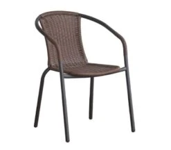 BALENO Πολυθρόνα Βεράντας - Κήπου, 53x58x77εκ Μέταλλο Βαφή Καφέ, Wicker Brown, Στοιβαζόμενη