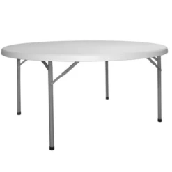 BLOW-R Τραπέζι Συνεδρίου - Catering Πτυσσόμενο, Μέταλλο Βαφή Γκρι, Φ181εκ H.74εκ HDPE Άσπρο