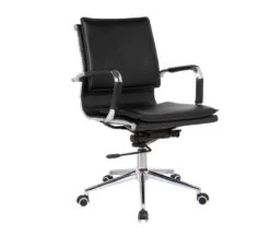 BF3601 Πολυθρόνα Γραφείου 55x63x95/105εκ Μέταλλο Βάση Χρώμιο - PU Μαύρο