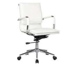 BF3601 Πολυθρόνα Γραφείου 55x63x95/105εκ Μέταλλο Βάση Χρώμιο - PU Άσπρο