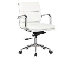 BF4801 Πολυθρόνα Γραφείου 55x63x95/105εκ Μέταλλο Χρώμιο, PU Άσπρο