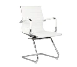 BF3300V Πολυθρόνα Γραφείου Επισκέπτη, 55x60x91εκ Μέταλλο Βάση Χρώμιο PU Άσπρο