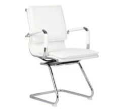 BF3600V Πολυθρόνα Γραφείου Επισκέπτη, 55x63x92εκ Μέταλλο Βάση Χρώμιο - PU Άσπρο