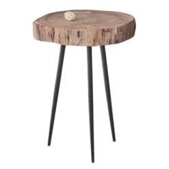 PATEL Τραπεζάκι Σαλονιού Καθιστικού, +/-35x39x54εκ Μέταλλο Βαφή Μαύρο, Ξύλο Ακακία Φυσικό