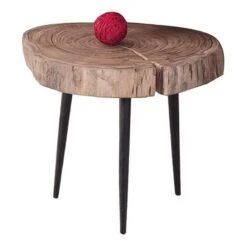 PATEL Τραπεζάκι Σαλονιού Καθιστικού, +/-33x32x30εκ Μέταλλο Βαφή Μαύρο, Ξύλο Ακακία Φυσικό