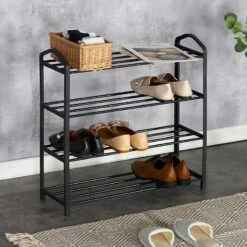 Παπουτσοθήκη Ramon Pakoworld 12 ζευγών μέταλλο μαύρο 62x20x62εκ