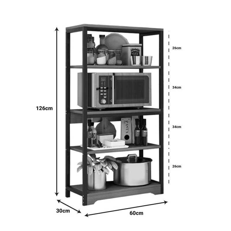 Ραφιέρα επιδαπέδια Obra Pakoworld μέταλλο καρυδί-μαύρο 60x30x126εκ 4 Ραφιέρα επιδαπέδια Obra Pakoworld μέταλλο καρυδί-μαύρο 60x30x126εκ - Image 4