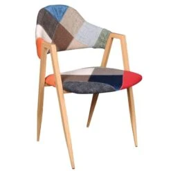 DELTA Πολυθρόνα 50x55x80εκ Μέταλλο Βαφή Φυσικό, Ύφασμα Patchwork