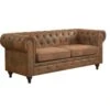 CHESTERFIELD York Kαναπές 3Θέσιος Σαλονιού - Καθιστικού, Ύφασμα 190x82x77εκ Απόχρωση Καφέ Camel