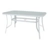 RIO Τραπέζι Κήπου - Βεράντας, 150x90x71εκ Μέταλλο ΒαφήΆσπρο, Γυαλί