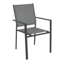 LANSON Πολυθρόνα Κήπου Βεράντας, 55x55x86εκ Μέταλλο Βαφή Ανθρακί Textilene Grey