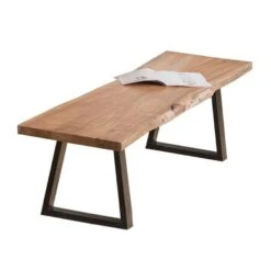 LIZARD Πάγκος 178x45x44εκ Μέταλλο Βαφή Μαύρο, Ξύλο Ακακία Φυσικό