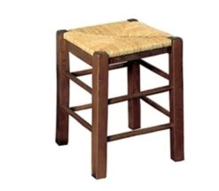 ΤΑΒΕΡΝΑΣ Σκαμπό Βοηθητικό, 35x35x50εκ Οξιά Εμποτισμός Καρυδί, Κάθισμα Ψάθα