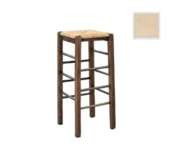 ΤΑΒΕΡΝΑΣ Σκαμπό BAR, 35x35x80εκ Οξιά Άβαφο με Ψάθα Αβίδωτη