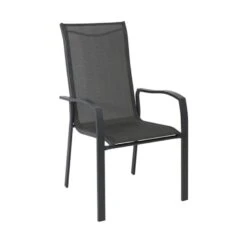 VERONA Dining Πολυθρόνα Κήπου - Βεράντας, 56x70x96εκ Μέταλλο Βαφή Ανθρακί, Textilene Γκρι