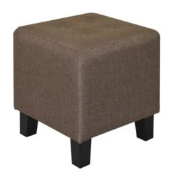 MEDEA Σκαμπό Βοηθητικό, 37x37x42εκ Ύφασμα Σκούρο Καφέ